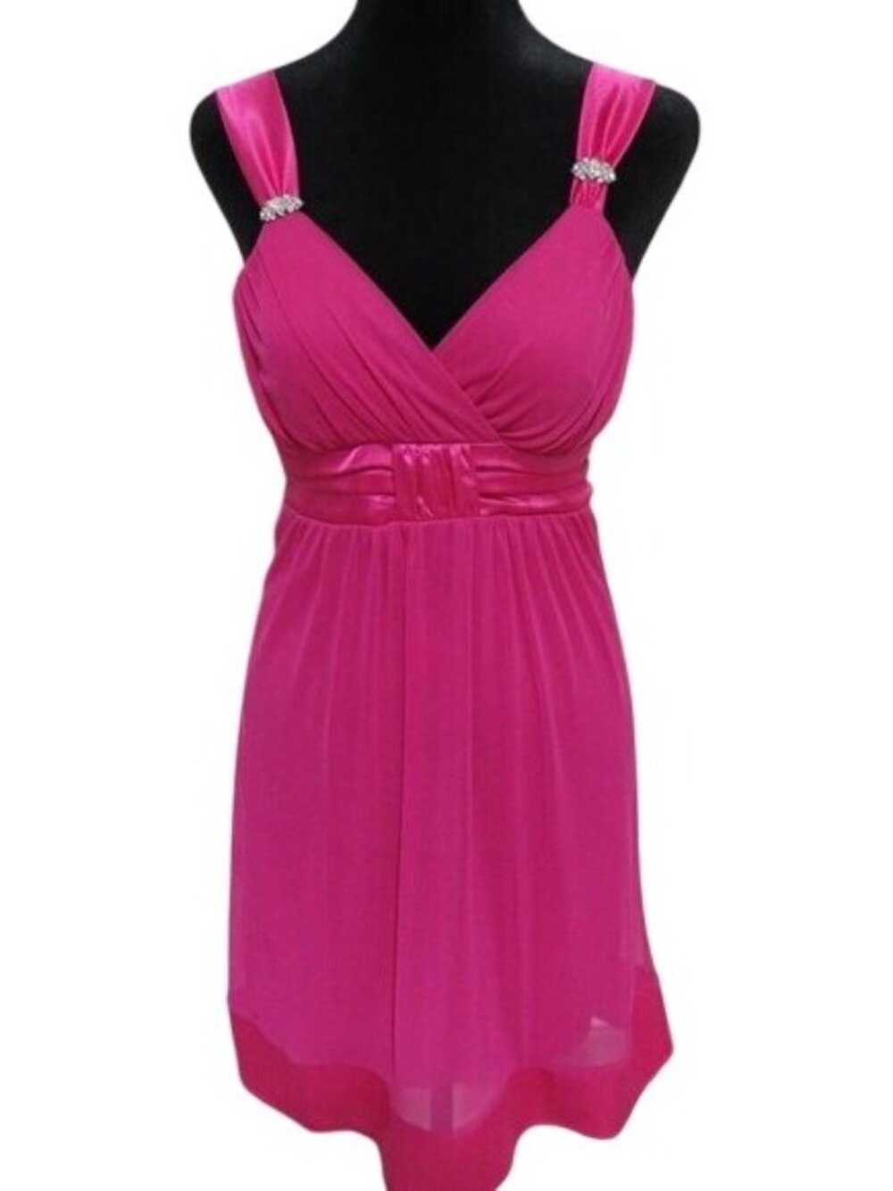 Deb Vibrant Pink Cocktail Bridesmaid Prom Formal mini dress polyester & spandex
